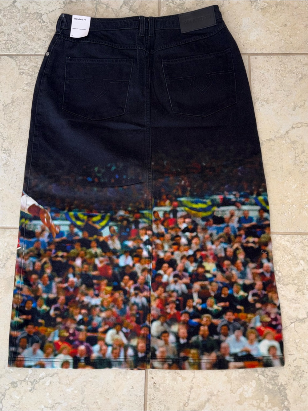 Jordan Black Maxi Skirt with Red Basketball Graphics - Picture 2 of 5